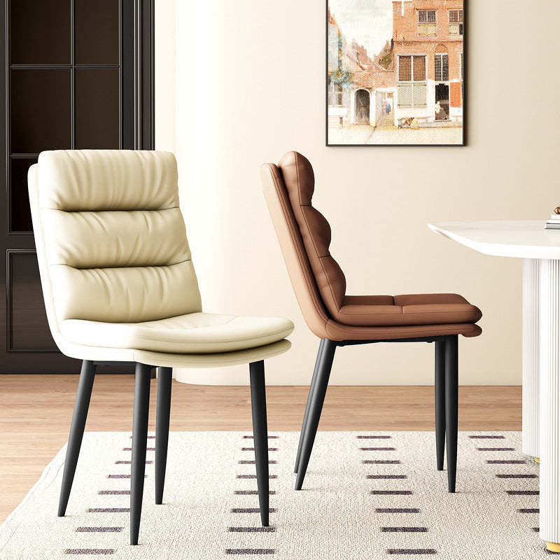Minimalist Leather Steel Dining Chair
