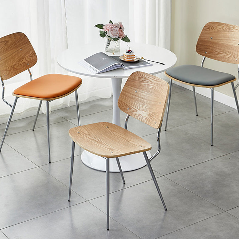 Scandinavian Leather Metal Dining Chair