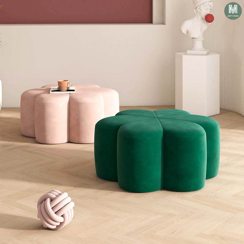 Nordic Plum-Blossom Velvet Fabric Footstool