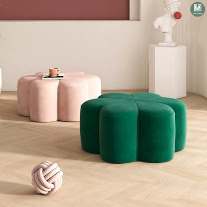 Nordic Plum-Blossom Velvet Fabric Footstool