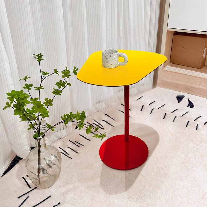 Contemporary Irregular Geometric Iron End Table — Green