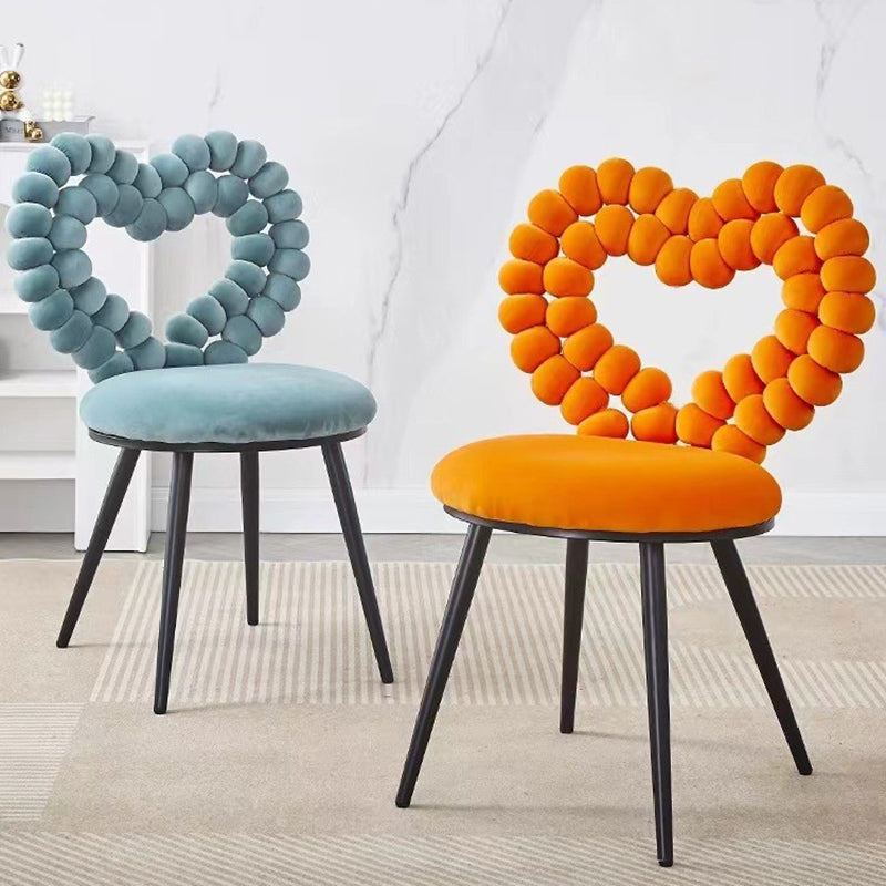 Scandinavian Velvet Heart Ball Vanity Stool — A - Green