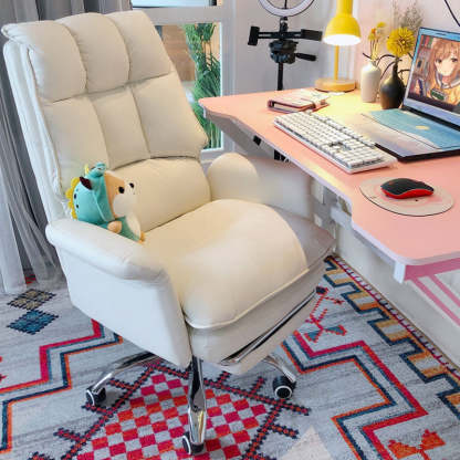 Minimalist PU Leather Steel Desk Chair — Without Footrest / Gray