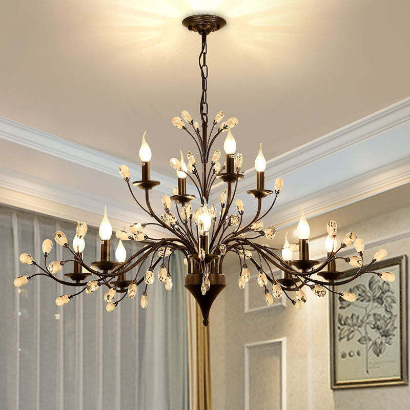 Vintage Rustic Black Iron Candelabra Chandelier