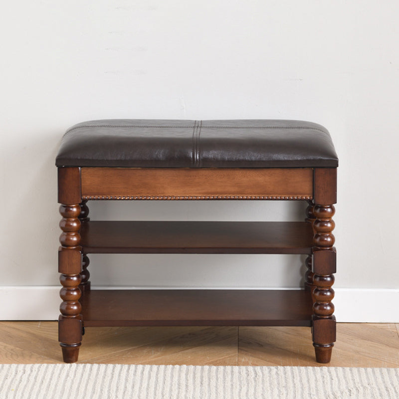 European Wood Leather Vanity Stool