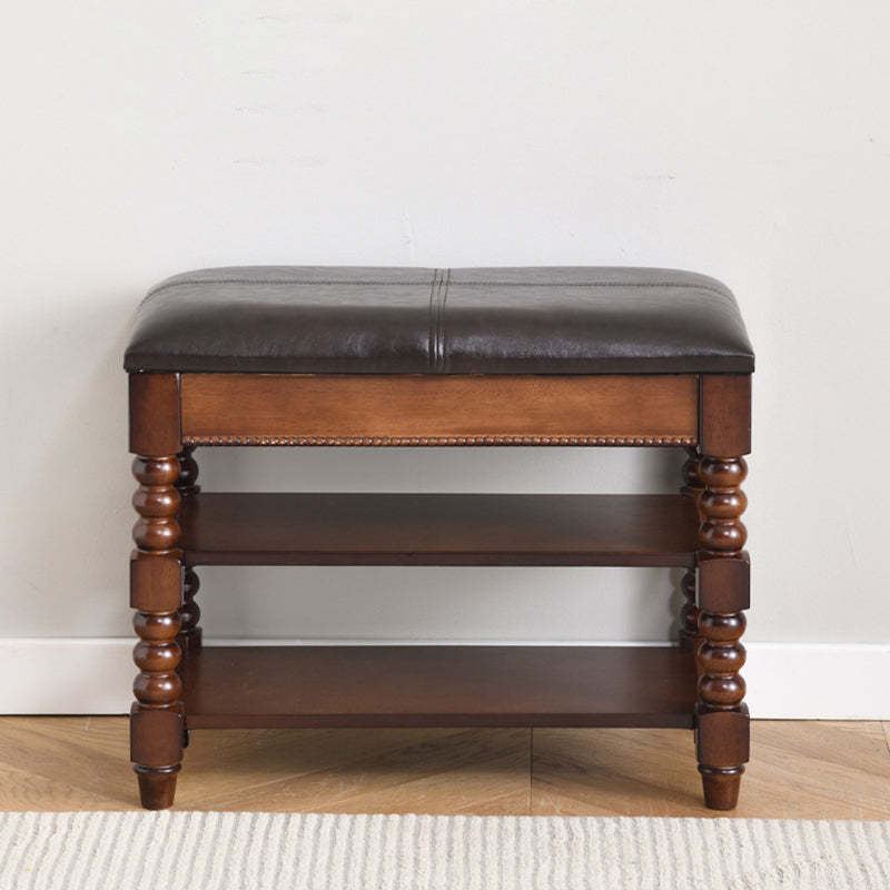 European Wood Leather Vanity Stool