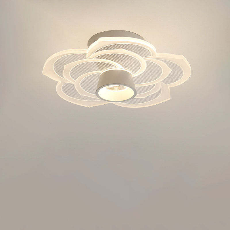 Round Rose Flower Iron Acrylic LED Flush Ceiling Light