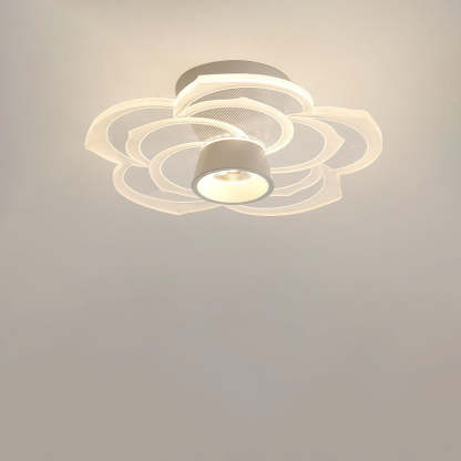 Round Rose Flower Iron Acrylic LED Flush Ceiling Light