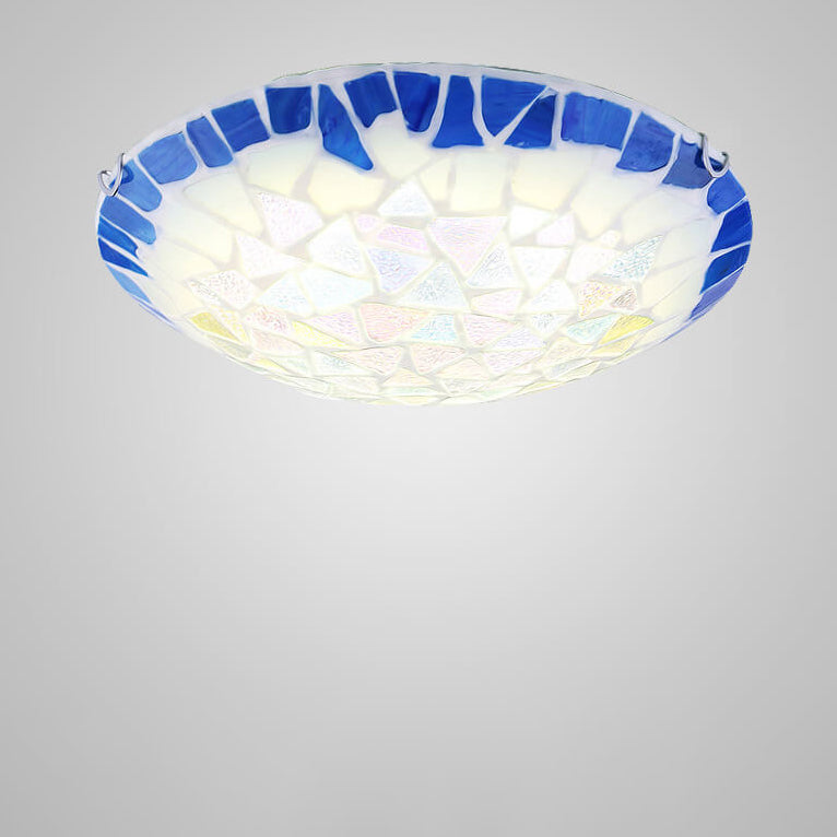 Vintage Mediterranean Shell Dome Flush Ceiling Light