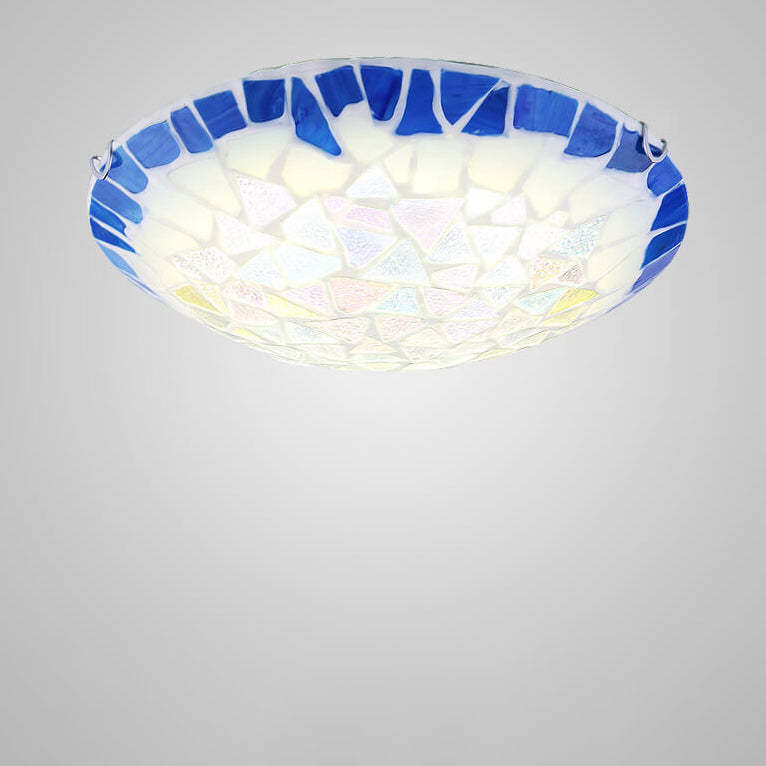 Vintage Mediterranean Shell Dome Flush Ceiling Light