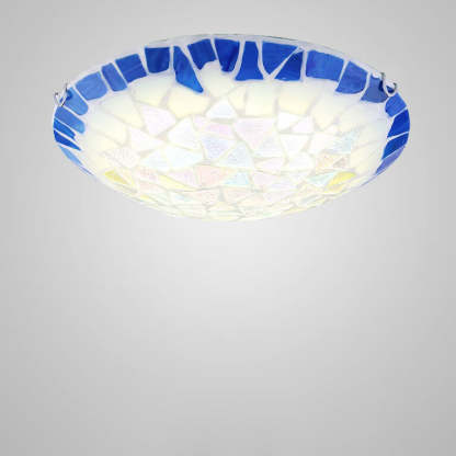 Vintage Mediterranean Shell Dome Flush Ceiling Light