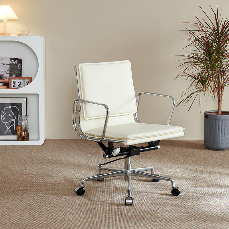 Retro Upholstered Leather Aluminum Desk Chair