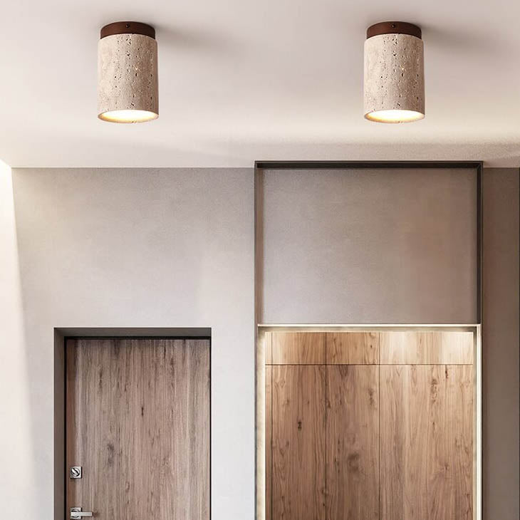 Traditional Rustic Yellow Column Ceiling Light