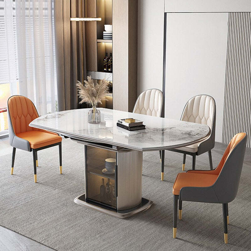 Nordic Elliptical Slab Wood Glass Dining Table