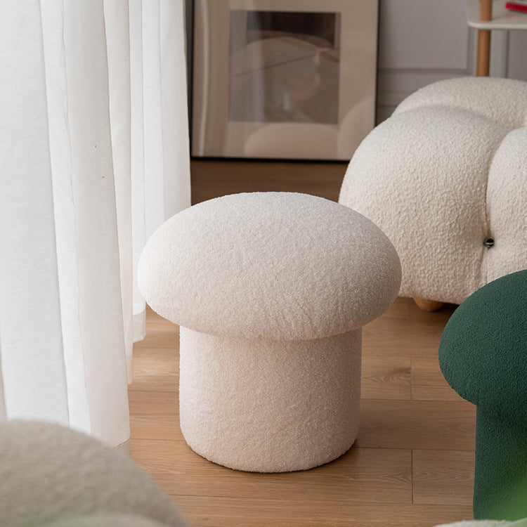 Minimalist Mushroom Lambswool Wood Vanity Stool
