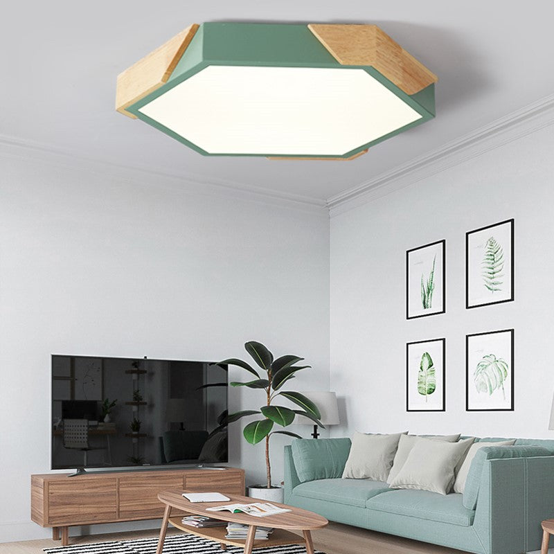 Scandinavian Hexagonal Macaron Flush Mount Light