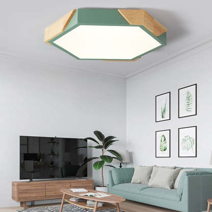 Scandinavian Hexagonal Macaron Flush Mount Light