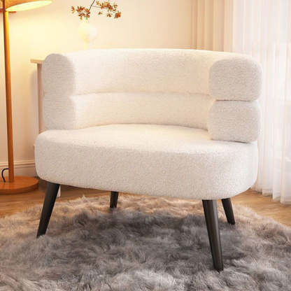 Nordic Curved Lambswool Steel Accent Chair