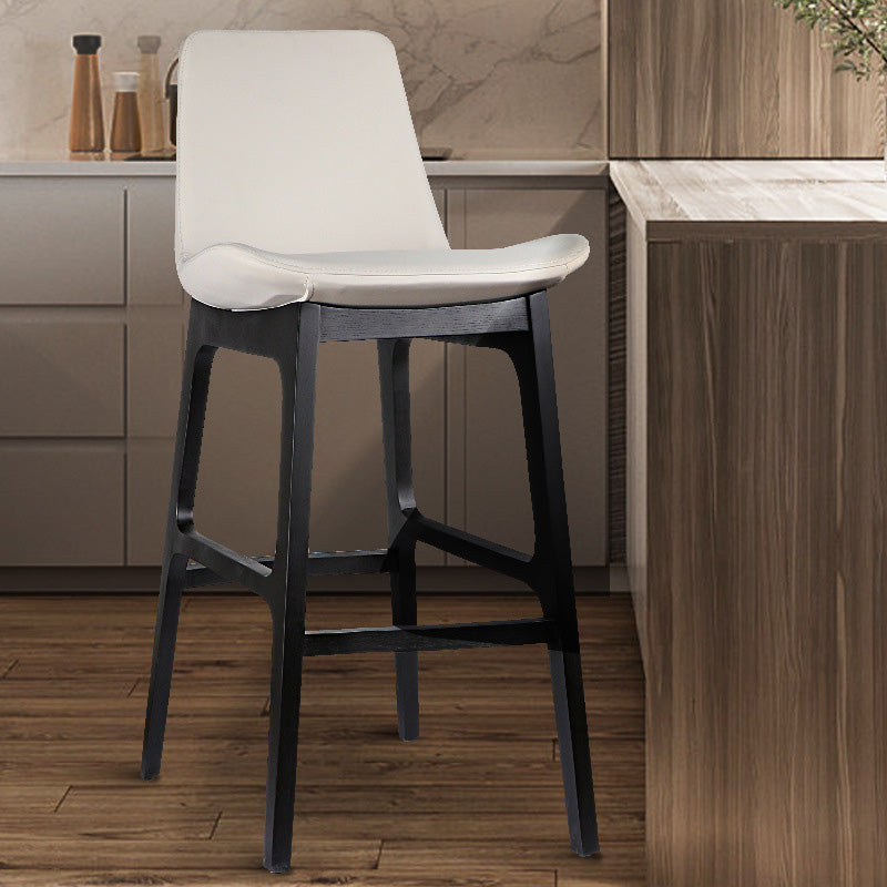 Nordic Microfiber Leather Wood Bar Stool — Faux Leather
