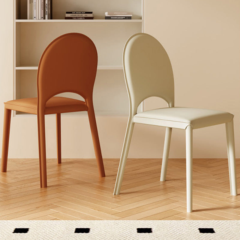 Nordic Oval Leather Steel Dining Chair — White