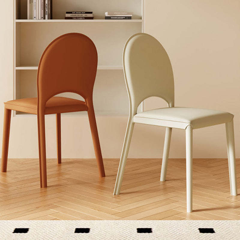 Nordic Oval Leather Steel Dining Chair — White