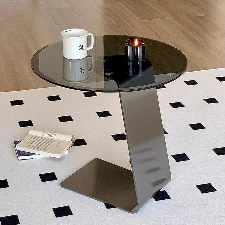 Luxury Tempered Glass Steel End Table — 8mm Carbon Steel