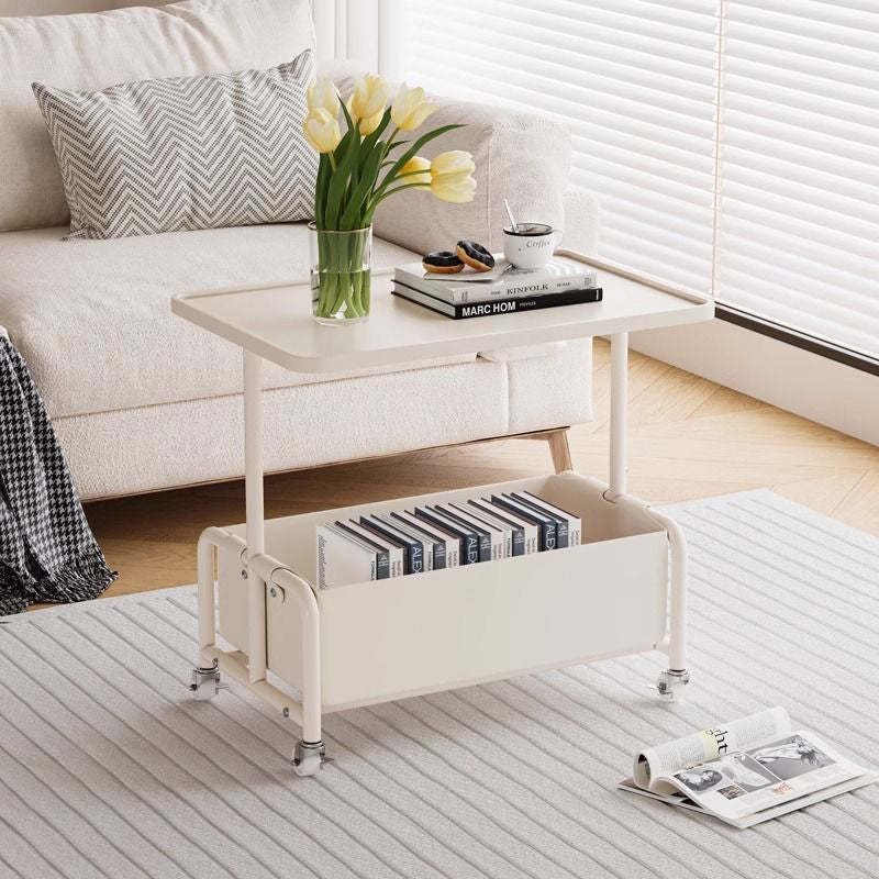 Modern Tray Leather Movable 2-Tier End Table