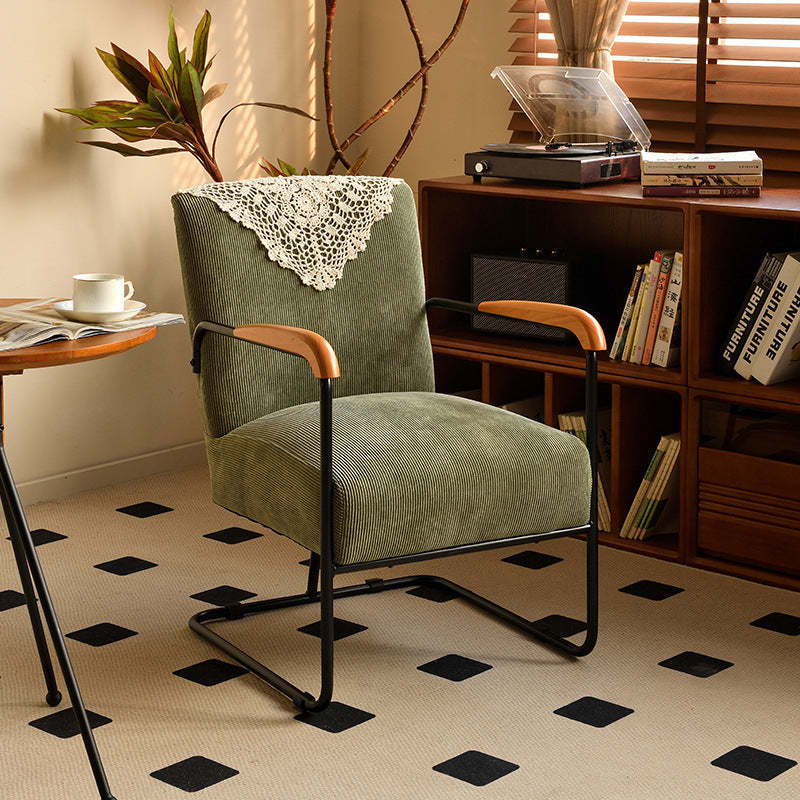 Nordic Iron Fabric Armchair — Blackish Green