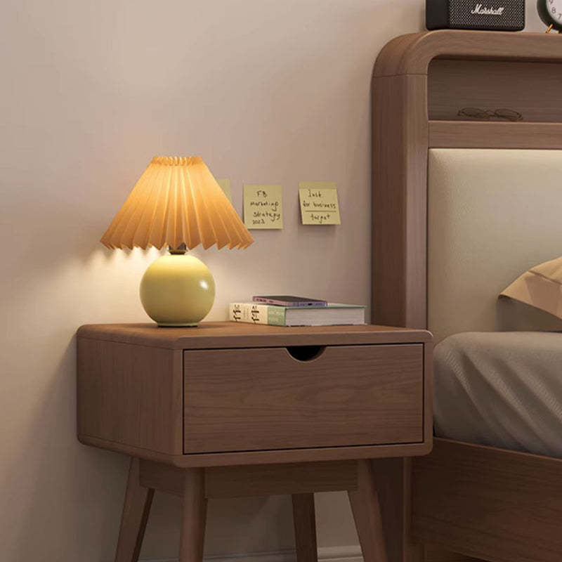 Modern Cubic Rubber Wood 1/2-Drawer Nightstand
