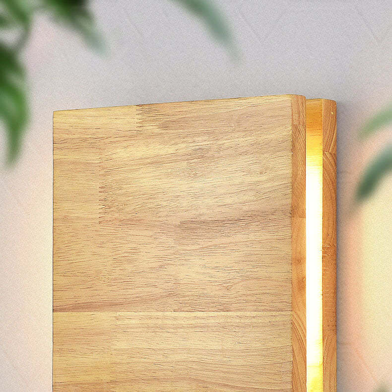 Japanese Wabi-Sabi Log Wood Rectangular LED Sconce