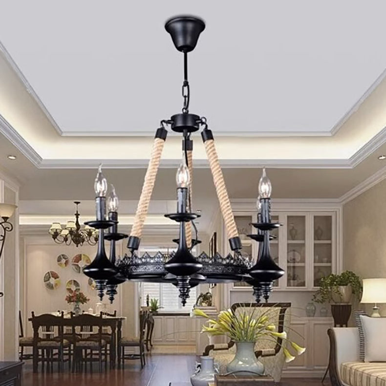 Lighom traditional candelabra hemp iron chandeliers — 3-Light / 220V-240V (UK/AU
