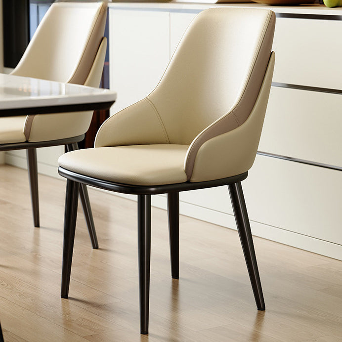 Minimalist Curved Leather Iron Chair