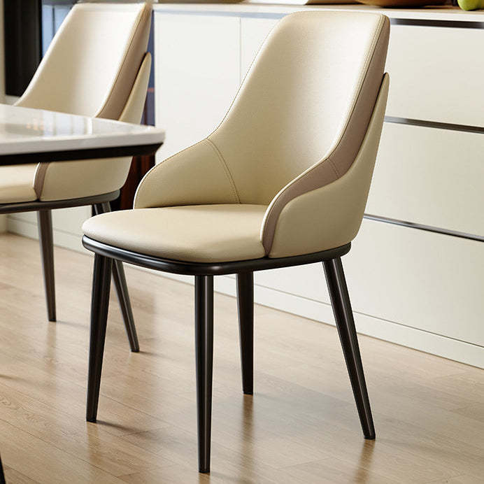 Minimalist Curved Leather Iron Chair