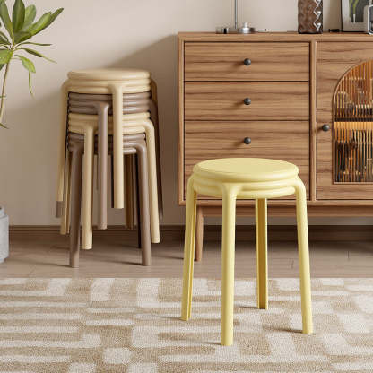 Scandinavian Macaron Round Stackable Plastic Chair — Black