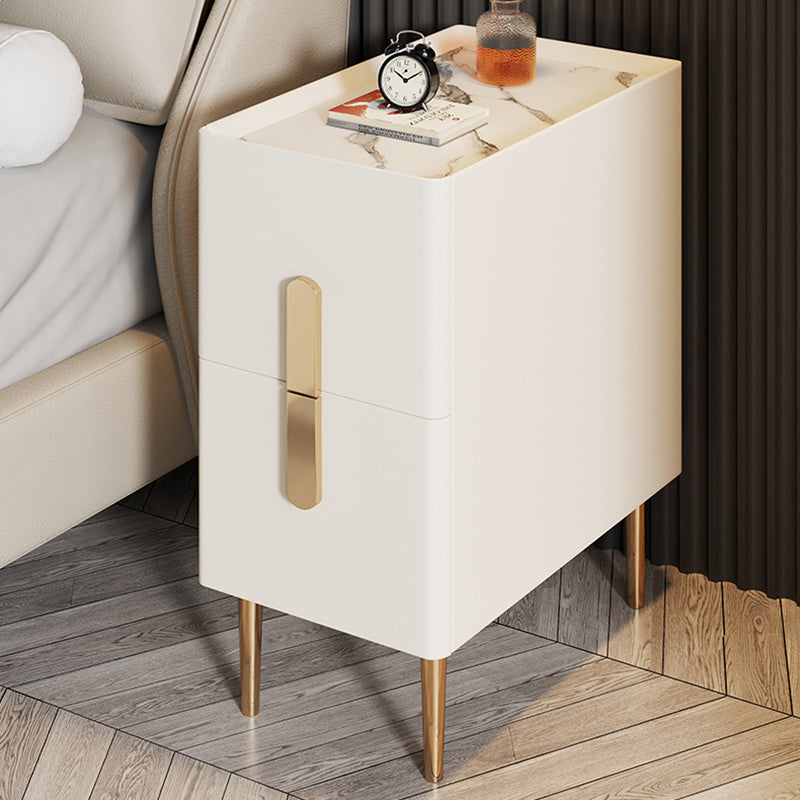 Scandinavian Rock Plate Nightstand 2-Drawer — Orange