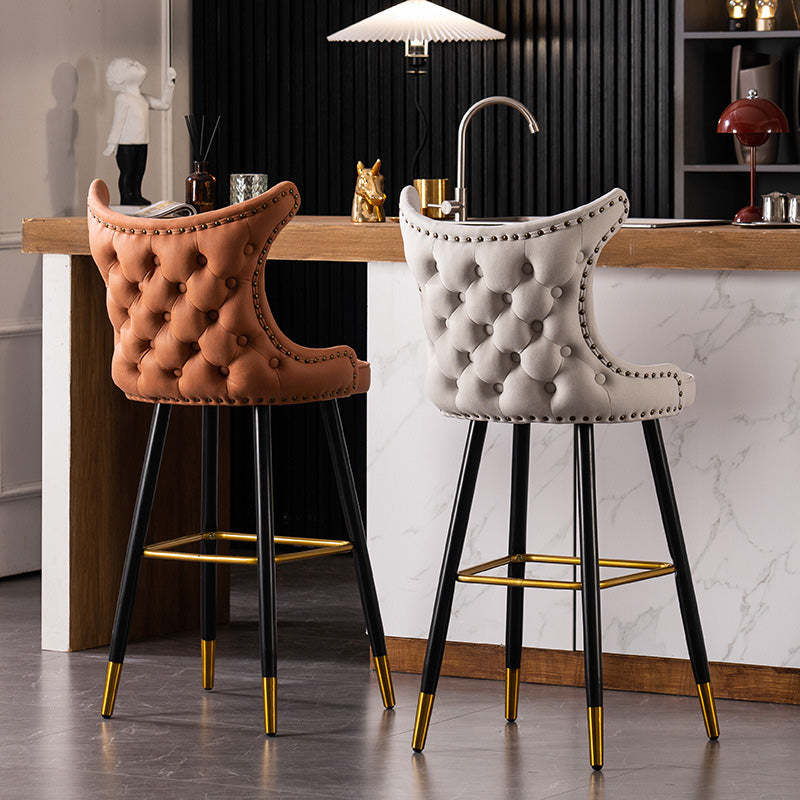 Contemporary Tufted Velvet Wingback Bar Stool