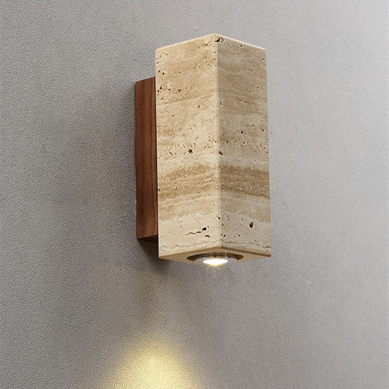 Japanese Wabi-Sabi Yellow Travertine Wall Sconce
