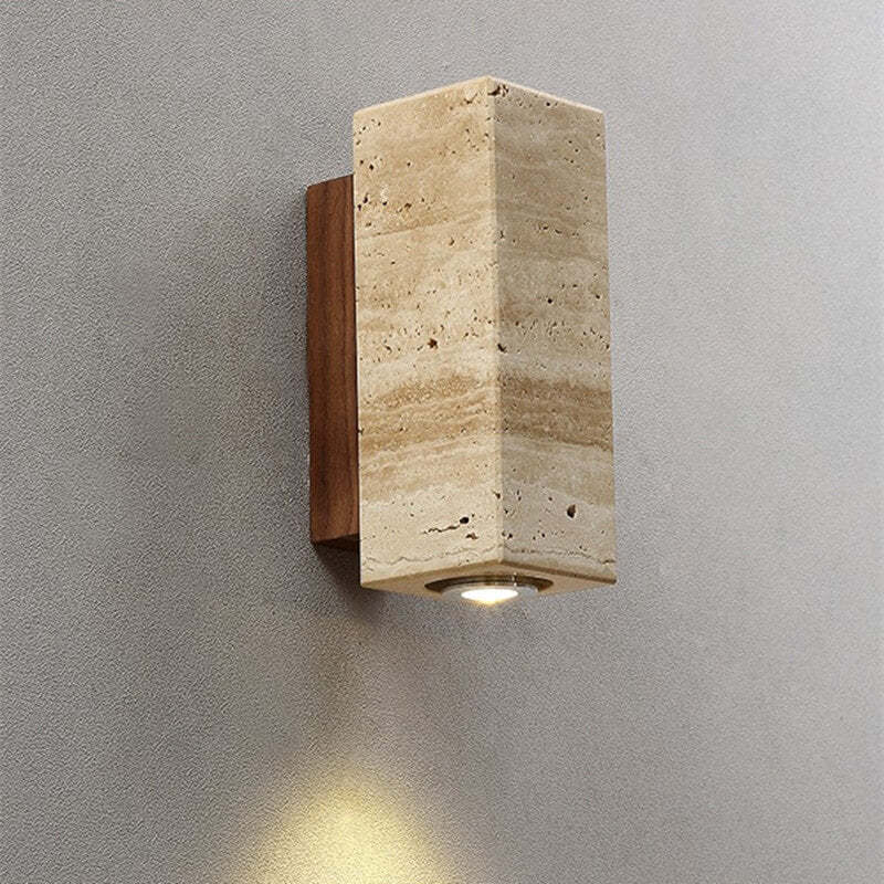 Japanese Wabi-Sabi Yellow Travertine Wall Sconce