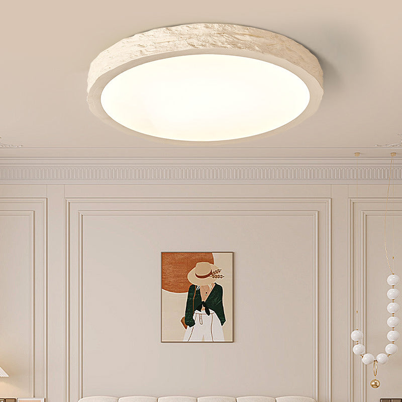 Minimalist Stone Grain Resin Iron LED Flush Mount Light