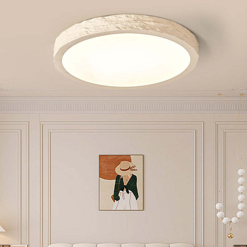 Minimalist Stone Grain Resin Iron LED Flush Mount Light