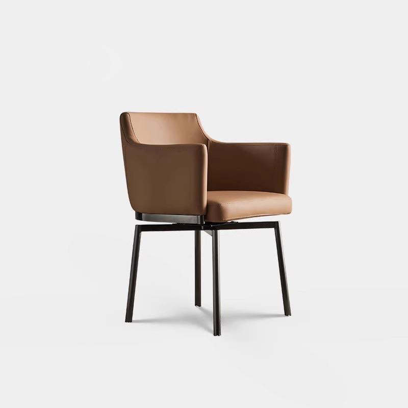 Minimalist Upholstered Leather Metal Dining Chair