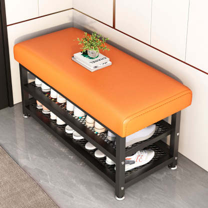 Modern Tech Fabric Steel 2-Shelf Shoe Storage — Beige / Black