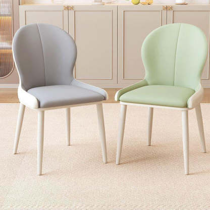 Nordic Curved Microfiber Leather Dining Chair — Gray
