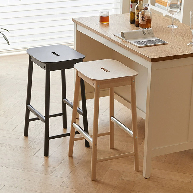 Nordic Wood Rectangular Bar Stool — Green