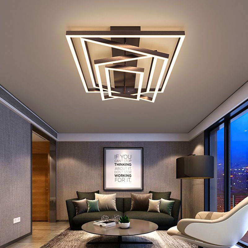 Minimalist Aluminum Multi-Layer Rectangular LED Flush Light