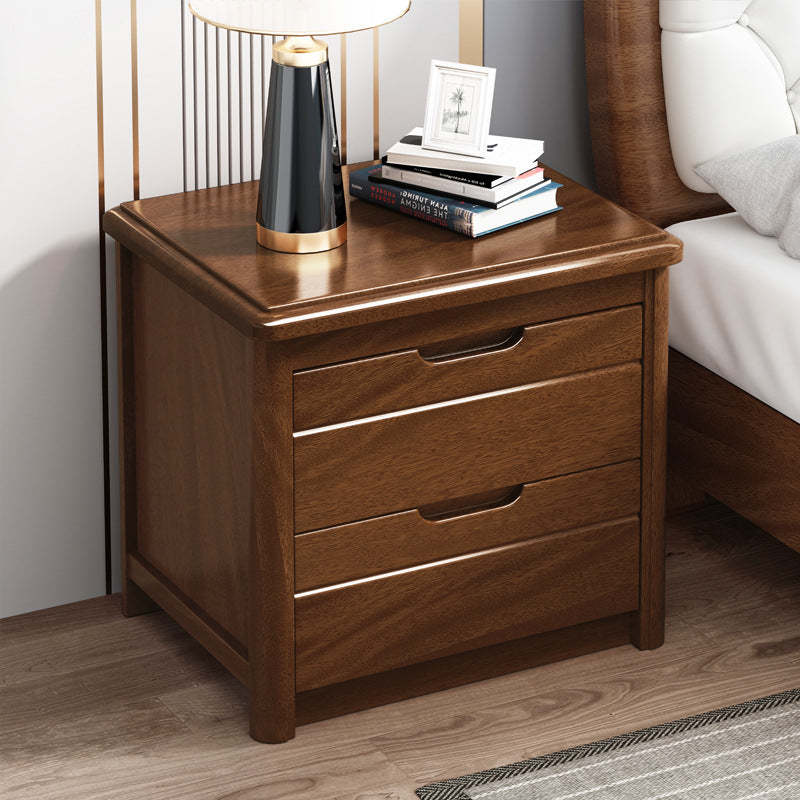 Vintage Rectangular Wood 2-Drawer Nightstand