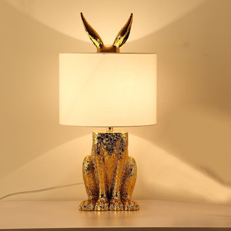 Modern Cylindrical Gold Rabbit Table Lamp — 220V-240V For UK/AU