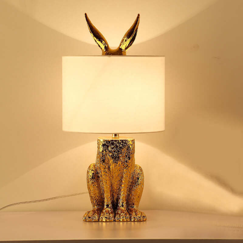 Modern Cylindrical Gold Rabbit Table Lamp — 220V-240V For UK/AU