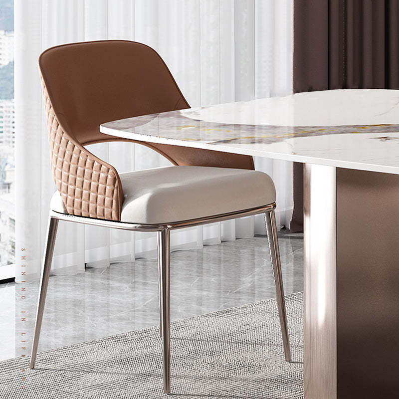 Contemporary Microfiber Leather Steel Dining Chair