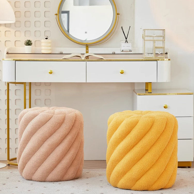 Scandinavian Lambswool Round Vanity Stool